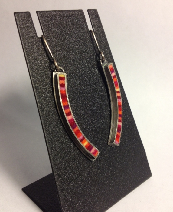 Curved Skinny Rectangle Earrings- Hot Palette