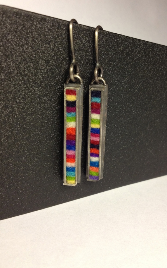 Skinny Rectangle Earrings Small- Multicolor Palette