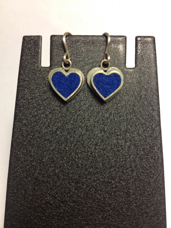 Heart Earrings- Blue Felt
