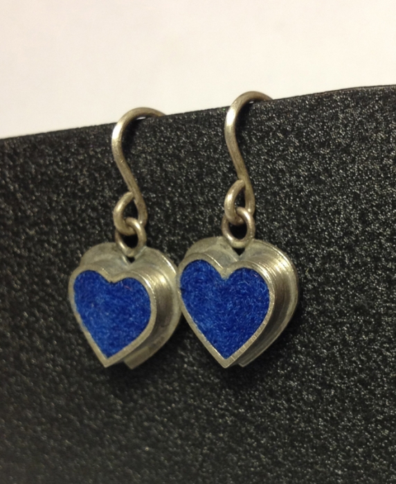 Heart Earrings- Blue Felt