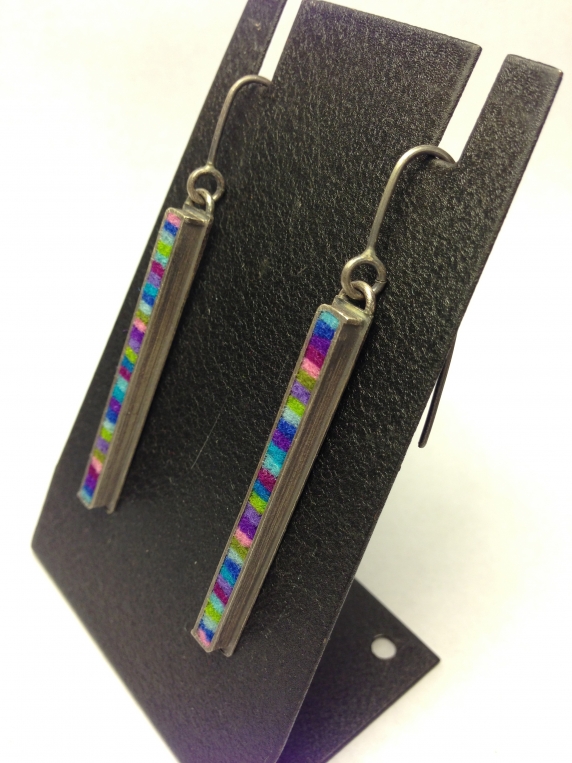 Skinny Rectangle Earrings Medium- Cool Palette