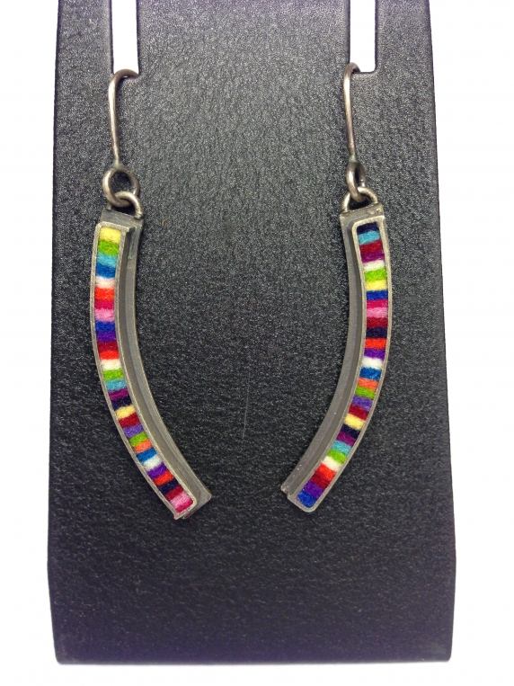 Curved Skinny Rectangle Earrings- Multi-color Palette