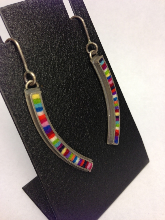 Curved Skinny Rectangle Earrings- Multi-color Palette