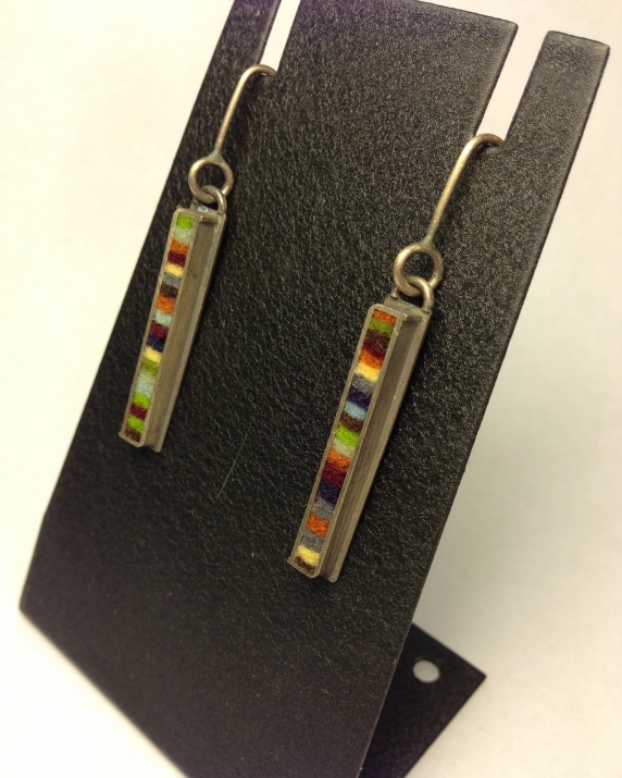 Skinny Rectangle Earrings Small- Earth Tone Palette