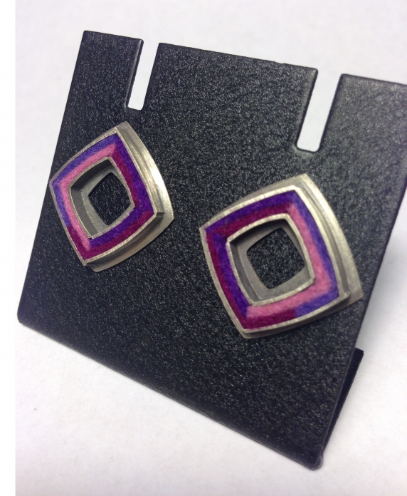 Square Donut Post Earrings- Grapey