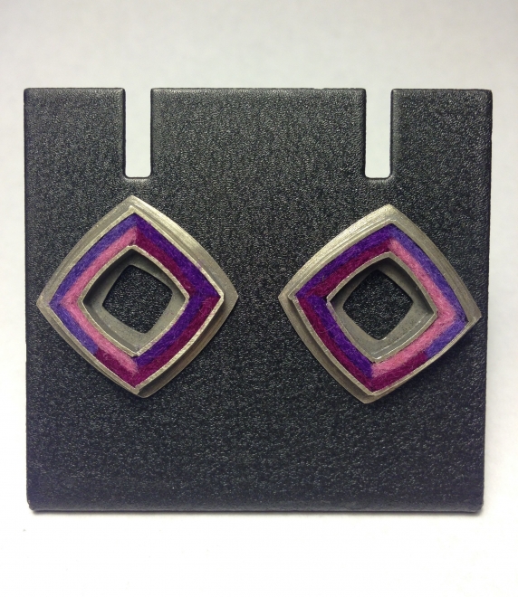 Square Donut Post Earrings- Grapey