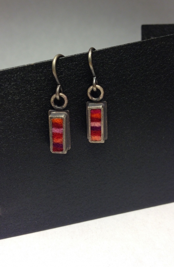 Skinny Rectangle Earrings Extra Small- Hot Palette