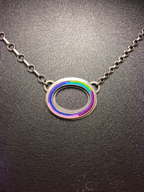 Large Oval Donut Necklace- Cool Palette