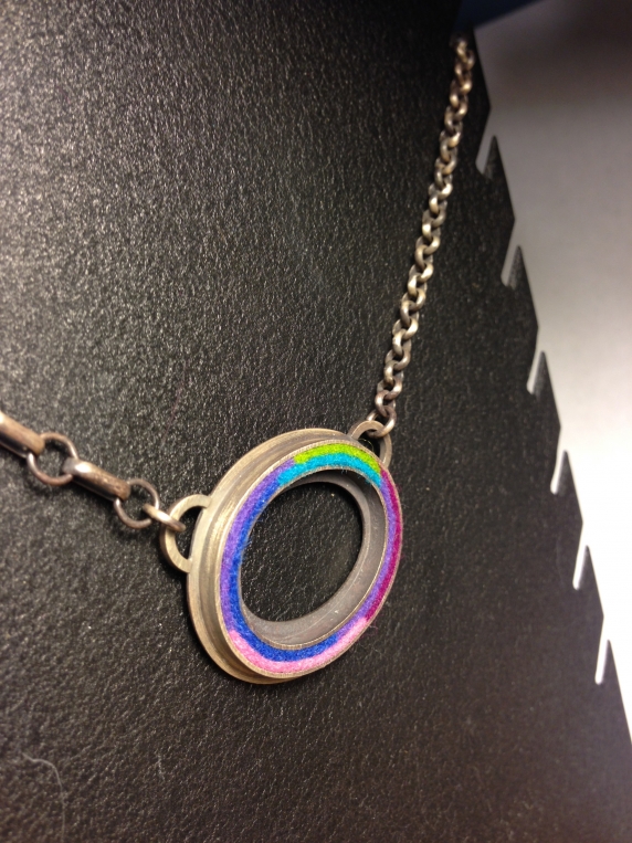 Large Oval Donut Necklace- Cool Palette