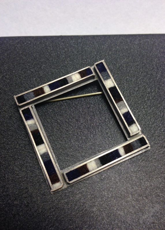 Small Skinny Rectangle Square Brooch- Monochromatic Palette