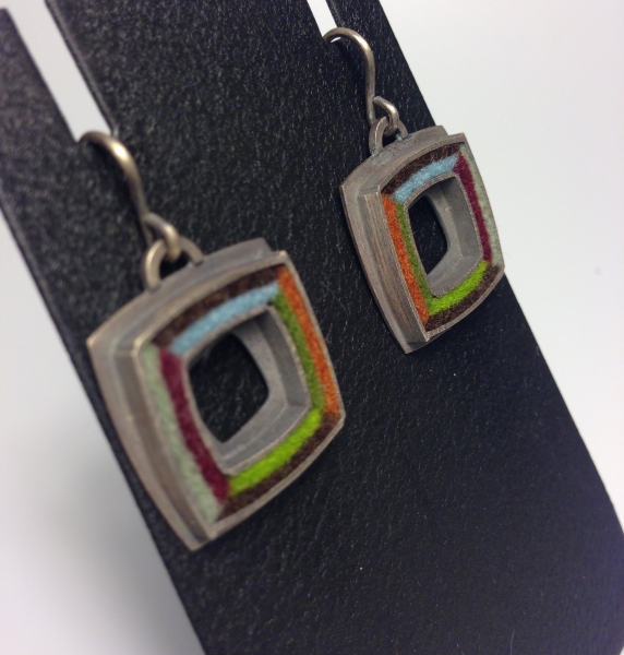 Square Donut Earrings- Earth Tone Palette