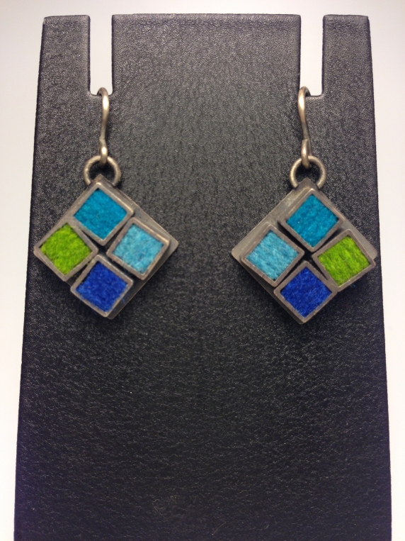 Kitchen Tile Earrings-Blue/Green Palette