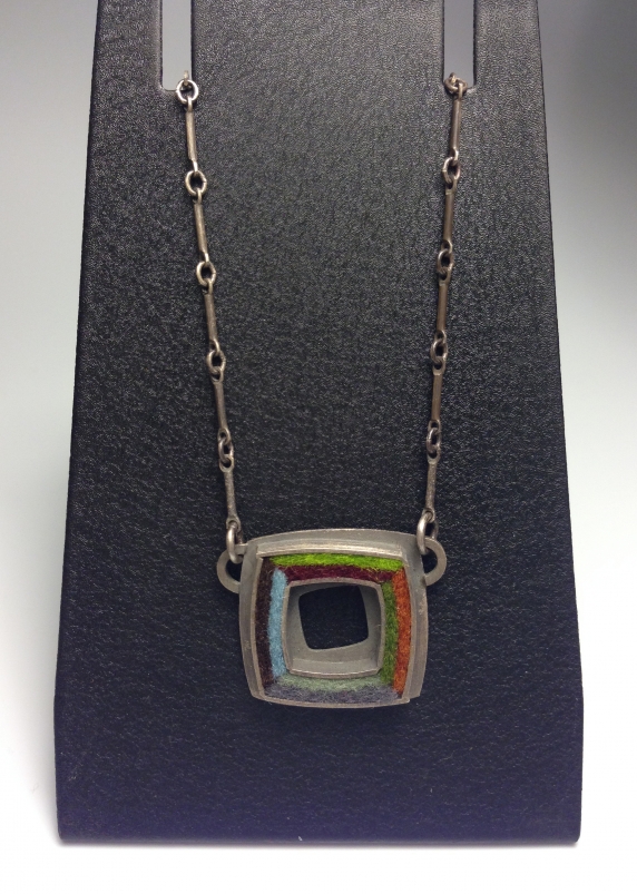 Small Square Donut Necklace 17"- Earth Tone Palette