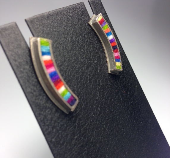 Extra Small Curved Post Earrings-Multicolor Palette