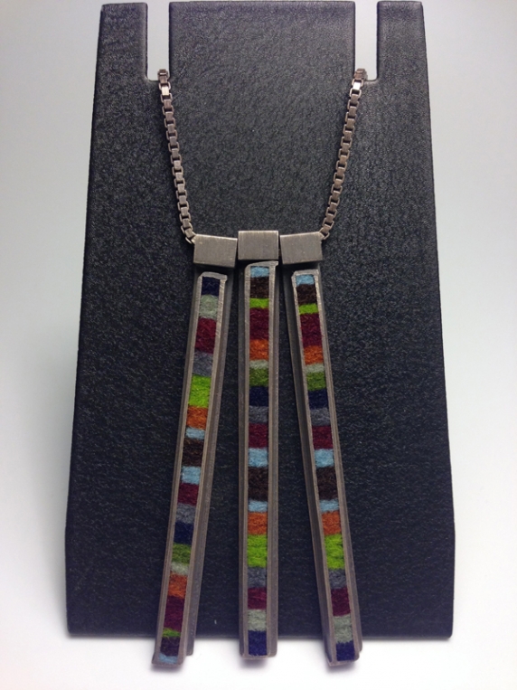 Skinny Rectangle Trio Necklace Block Earth Tone