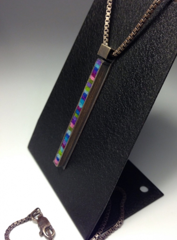 Skinny Rectangle Pendant Medium 16"- Cool Palette