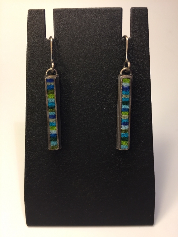 Skinny Rectangle Earrings Small- Blue/Green Palette