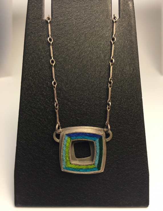 Small Square Donut Necklace 17"- Blue/Green Palette