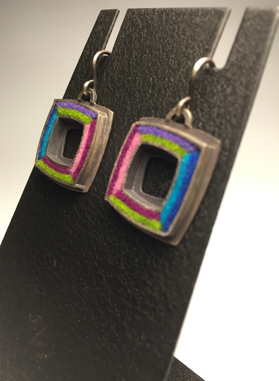 Square Donut Earrings- Cool Palette