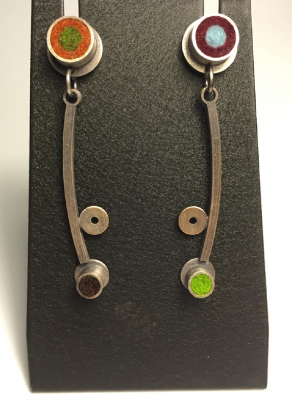 Asymmetrical Dot Earrings- Earth Tone