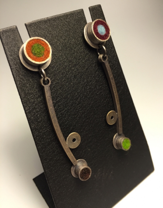 Asymmetrical Dot Earrings- Earth Tone