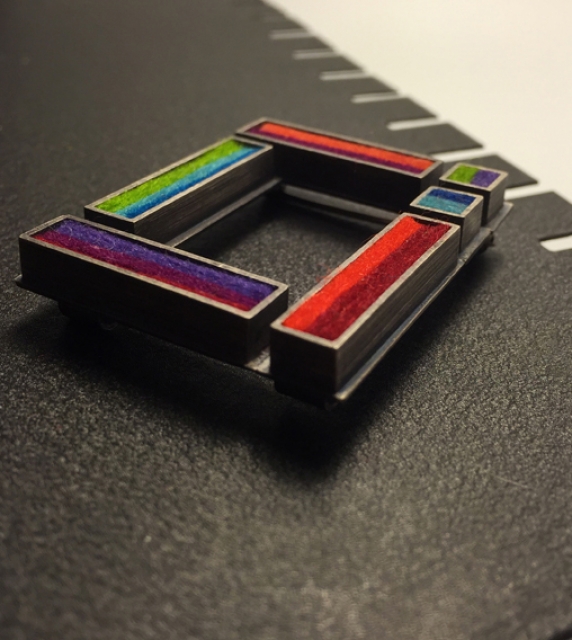 Mondrian Window Brooch/Pendant- Multicolor Palette