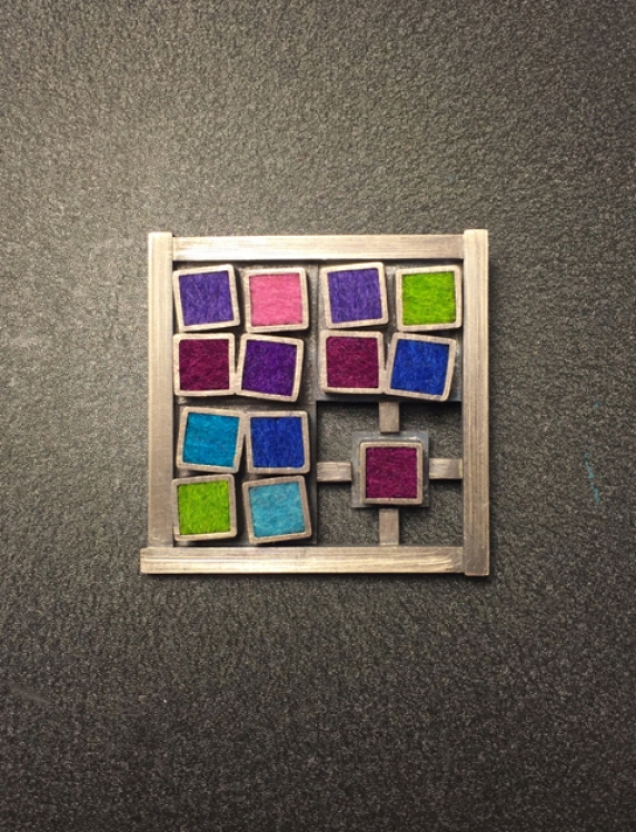 Kitchen Tile Window Brooch- Cool Palette