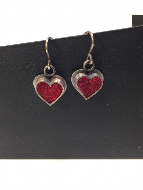 Heart Earrings- Cranberry