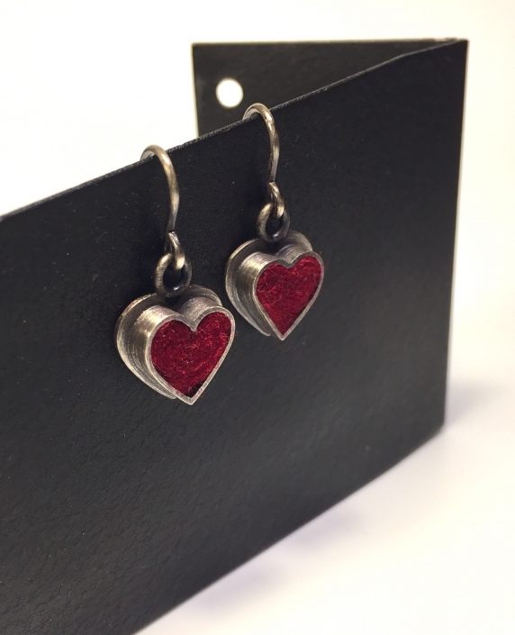 Heart Earrings- Cranberry