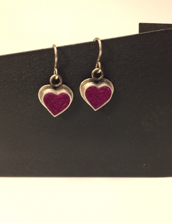 Heart Earrings- Raspberry