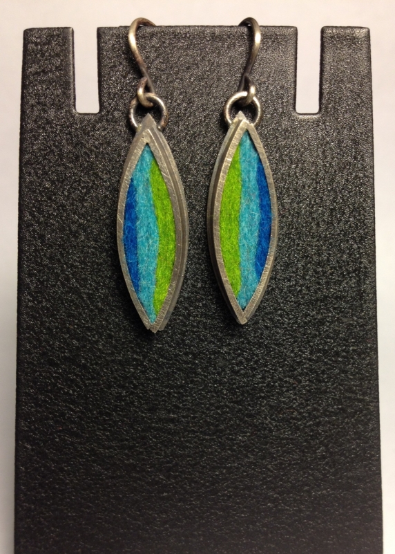 Leaf Earrings- Cool Blue/Green Felt