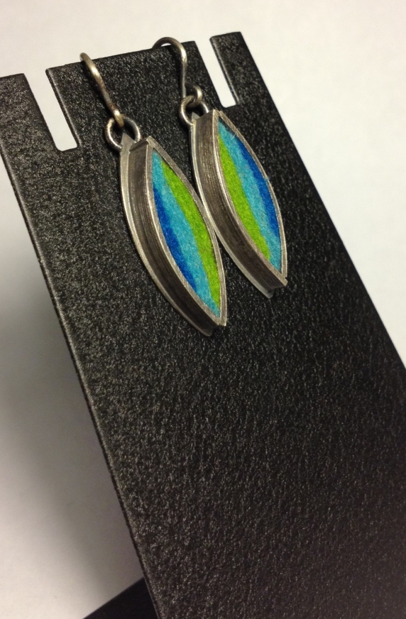 Leaf Earrings- Cool Blue/Green Felt