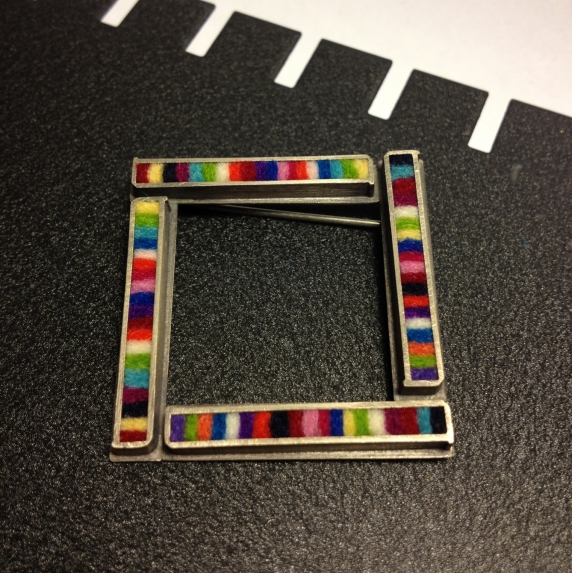 Small Skinny Rectangle Square Brooch- Multi-color Palette