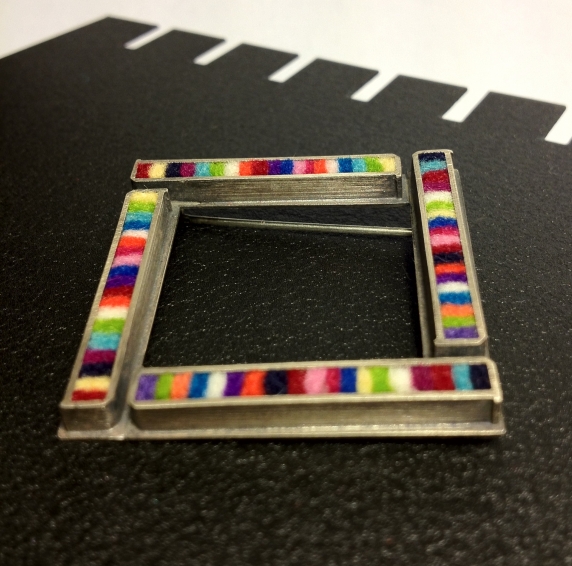 Small Skinny Rectangle Square Brooch- Multi-color Palette