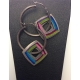 Square Donut Charm Hoop Earrings- Gem Palette