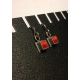 Oxidized Sterling Square Earrings- Persimmon/Cranberry
