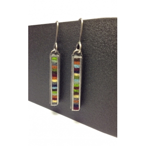 Skinny Rectangle Earrings Small- Earth Tone Palette