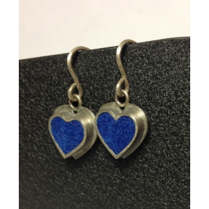 Heart Earrings- Blue Felt