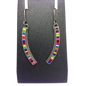 Curved Skinny Rectangle Earrings- Multi-color Palette