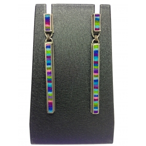 2-Part Skinny Rectangle Earrings Small- Cool Palette