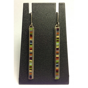 Skinny Rectangle Earrings Large- Earth-tone