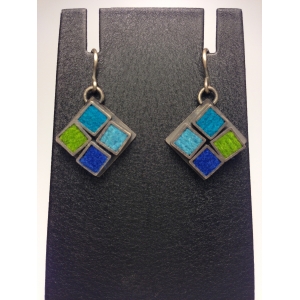 Kitchen Tile Earrings-Blue/Green Palette