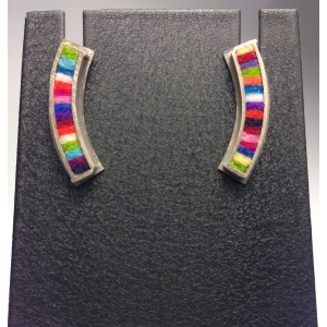 Extra Small Curved Post Earrings-Multicolor Palette