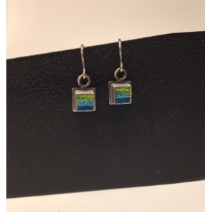 Small Square Earrings- Blue/Green Palette