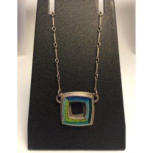 Small Square Donut Necklace 17"- Blue/Green Palette