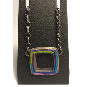 Large Square Donut Necklace 20"- Cool Palette