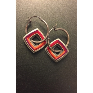 Square Donut Charm Hoop Earrings- Hot Palette