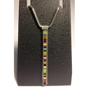 Skinny Rectangle Pendant on 18" Box Chain- Earth Tone