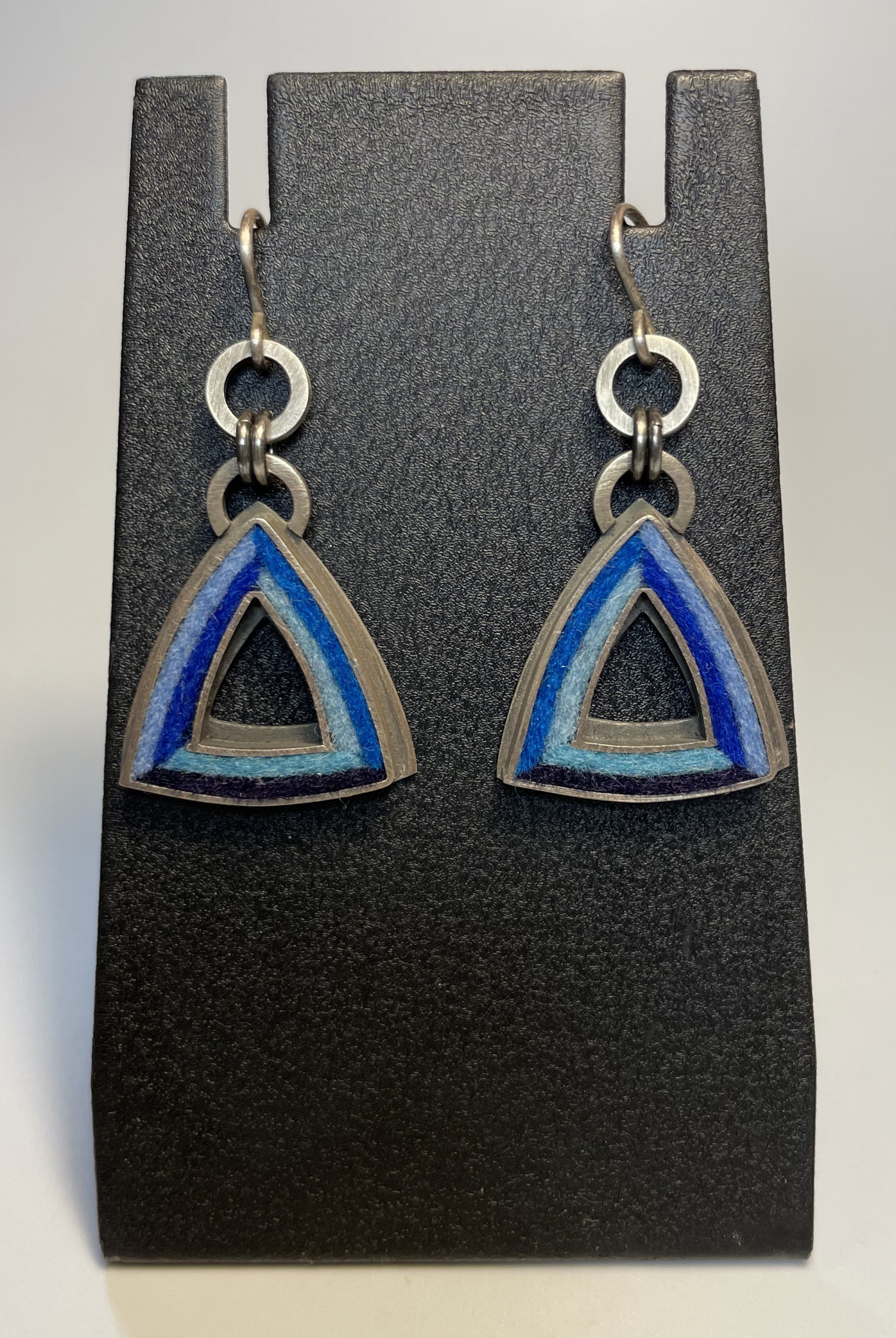 Upside Down Triangle Donut Earrings- Blues